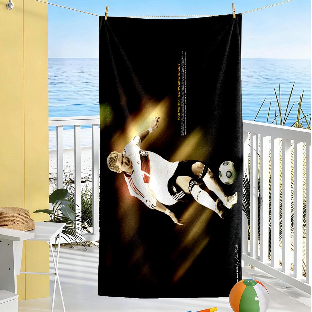 Soccer Player Action Beach Towel Super Soft & Absorbent Comfortable Lightweight Suitable for Sports, Travel, Swimming, Yoga, Bathroom, Beach, And Pool