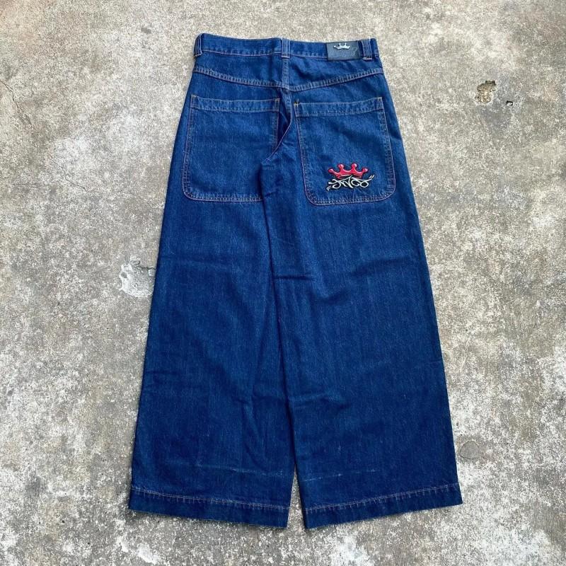 Hohe Taille Weites Bein Jeans Herren Streetwear Hip Hop Vintage Lockere Passform Gerader Schnitt Herbst