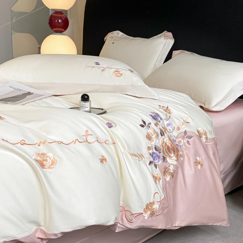 Luxusní vyšívaná ložní souprava z bavlny s dlouhým vláknem - Série Dream (4-dílný)