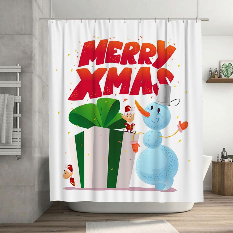 

Tu Winter Wonderland Snowman Shower Curtain Christmas Holiday Bathroom Decor Festive Waterproof Fabric Backdrop W60H190(CM)-1 Pcs