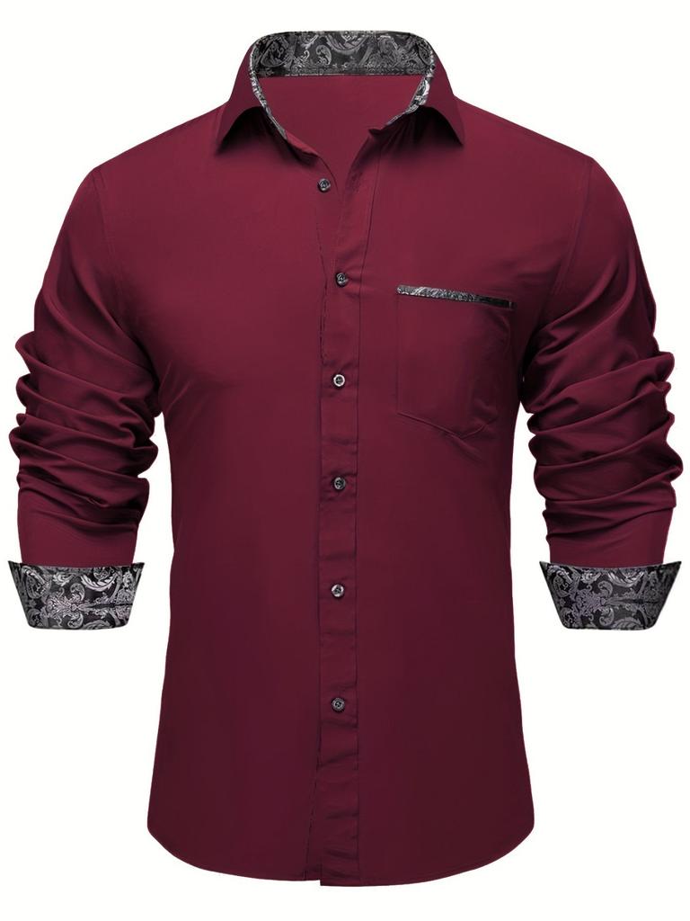 Trendy Geometric Pattern Long Sleeve Shirt, Great for Daily or Formal Looks.