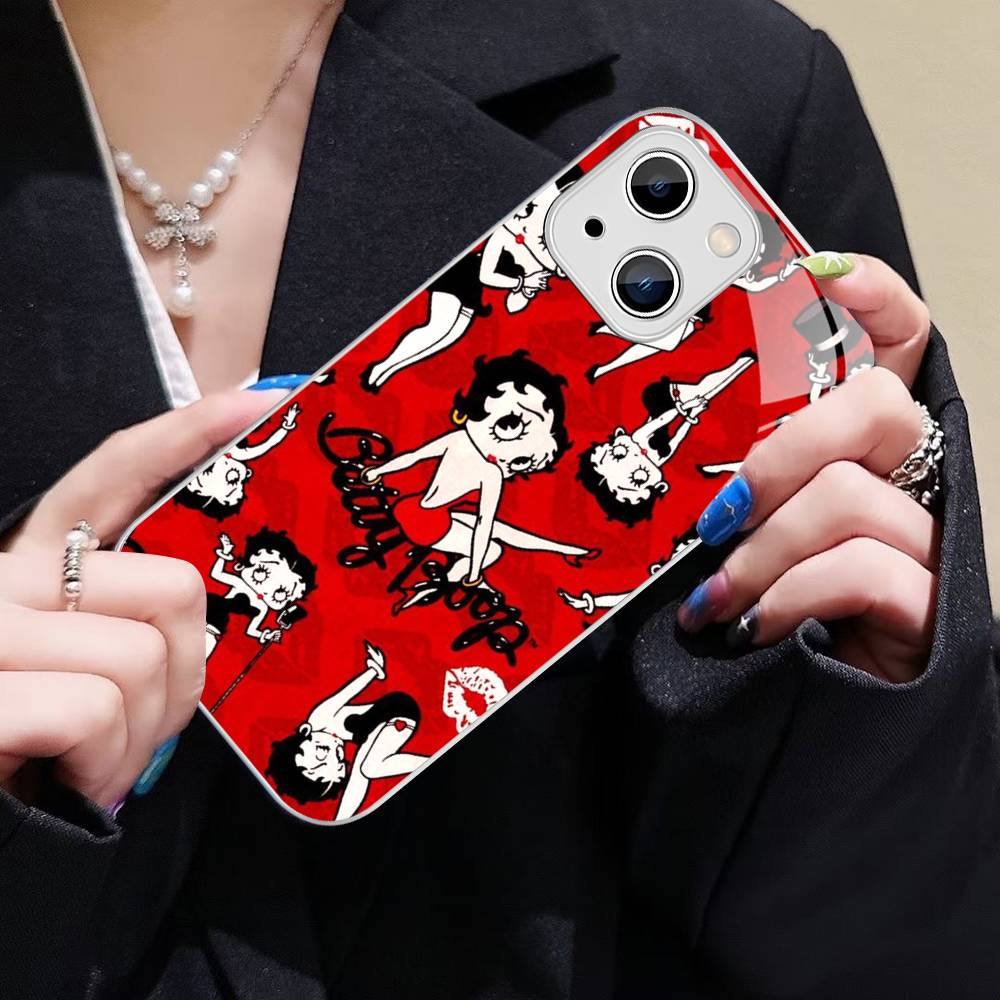 

Animation B-Betty Boop Tempered Glass For Iphone 14 13 12 11 Pro Mini XS MAX 14Plus X XS XR Cover iphone 12 pro