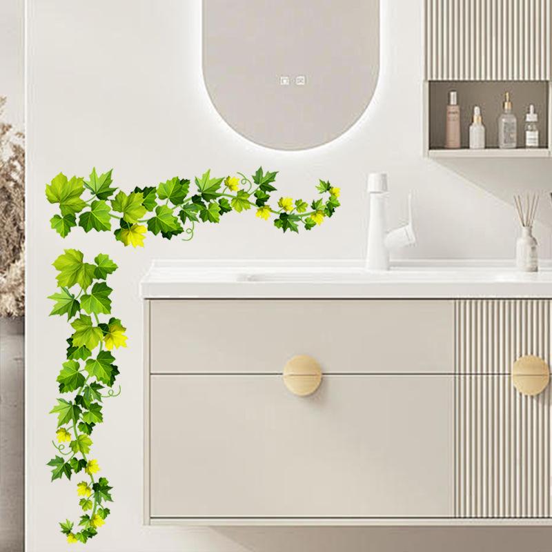 Naklejka Ścienna Samoprzylepna Zdejmowalna Zielona Roślina Pnącze Liście Naklejka Ścienna do Salonu Sypialni Dekoracji Domu