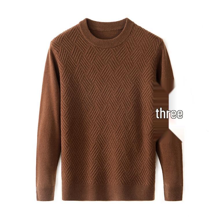 Men s Thick Warm Wool Knit Sweater - Round Neck Casual Base Layer Extra Large