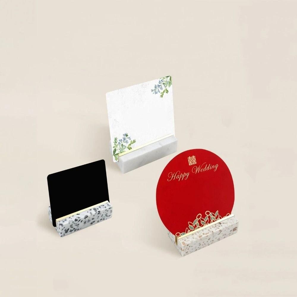 Marble Texture Desktop Business Card Holder Creative Design Postcard Calendar Stand Business Use