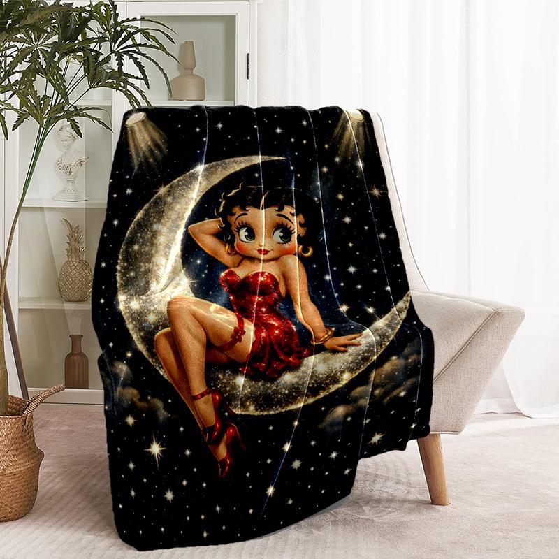 Betty Boop Print Blanket - Soft & Comfortable, for Bedroom, Travel, Sofa, Home Decoration - Birthday Christmas Gift for Friend