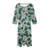 Women's Loose Casual And Fashionable Round Neck Seven Quarter Sleeved Printed Mid Length Dress