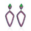 Light Luxury Heavy Industry Exaggerated Color Zircon Earrings, Needle Geometric Rhombus Earrings Earrings