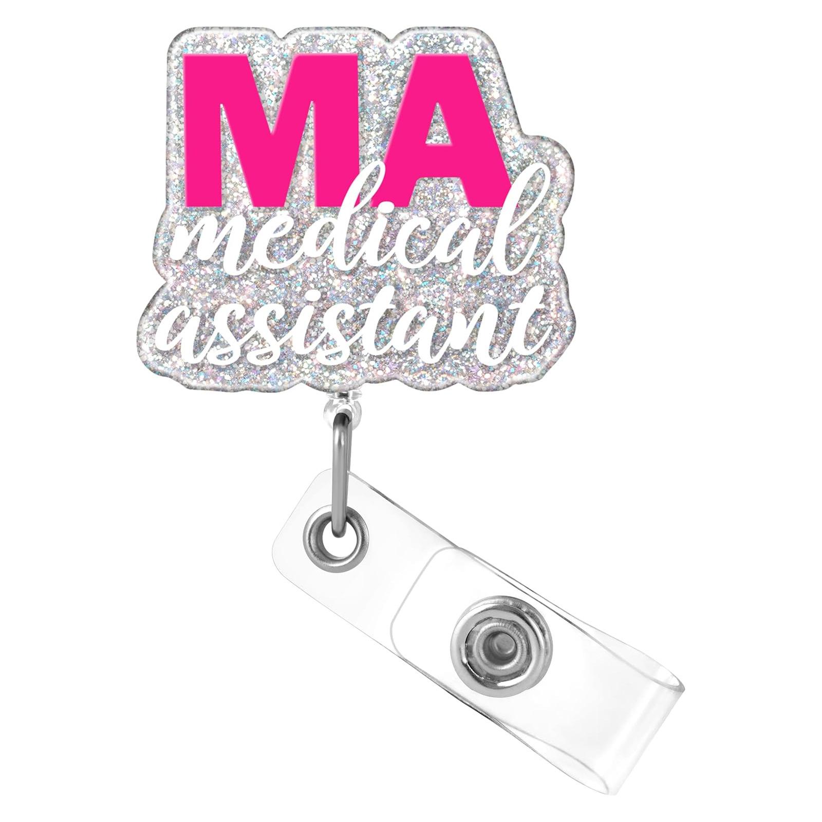 Badge Reel With Belt Clip Nurse Badge Reel Department Name Tag Glitter Acrylic Badge Reel For Nurse