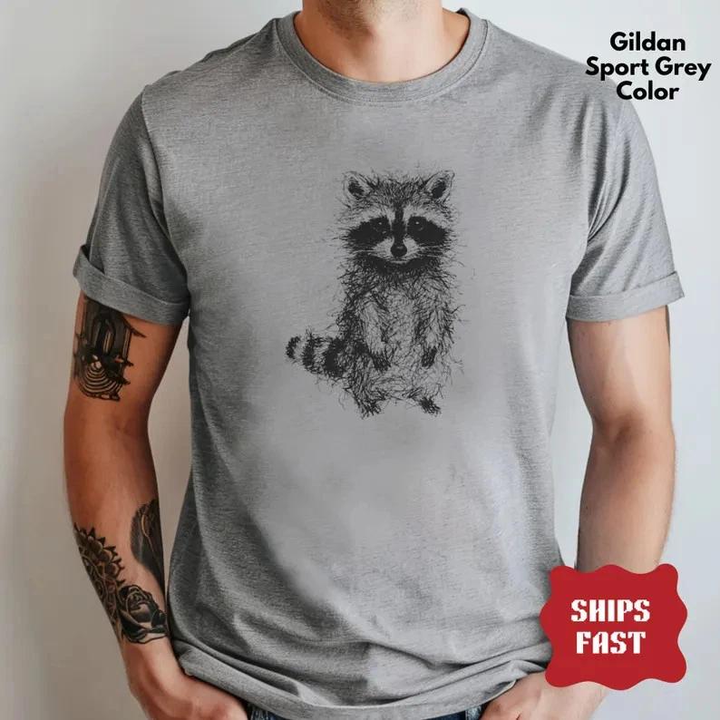 Raccoon Sketch  Shirt Funny Woodland Animal Tee Gift 2XL