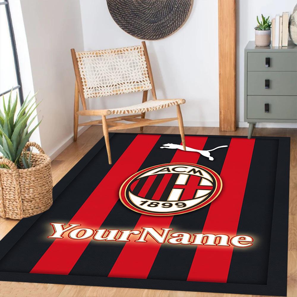 Ac Milan Customizable Name Floor Mat Suitable for Game Room Foyer Dormitory Dining Room Anti-slip Rug Decorate Offices