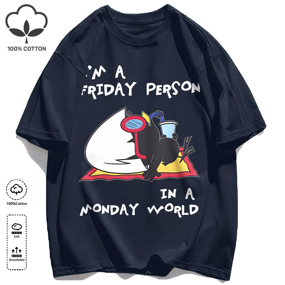 Sleeping In A Monday World Printing Retro Unisex T-Shirts Loose Cotton T Shirt Trendy Summer Tee Unisex Fashion Sports Clothes