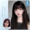 Synthetische 65CM koreanische schwarze lange glatte Haarperücke synthetische natürliche lange glatte Haare mit Pony Perücke