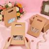 12pcs Kraft Paper Gift Bags with Visible Window and Die Cut Hole Handles Rectangle BurlyWood 14.8x6.8x23cm