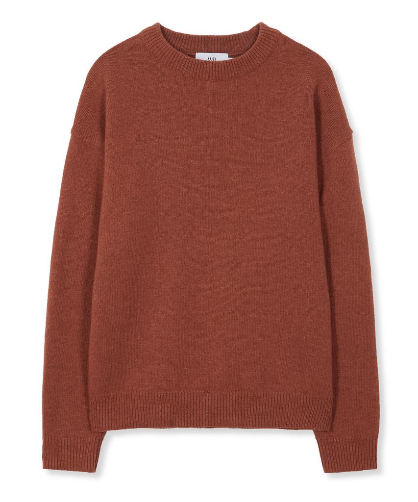 WEST GRAND BOULEVARD Semi-Over Wool Blended Knit Blood Orange