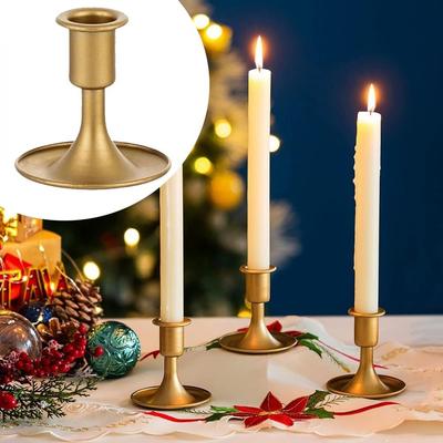 Retro Gold Taper Candle Stick Iron Delicate Taper Candle Stand Handhold Sturdy Vintage Candlestick Holder Home Ambiance