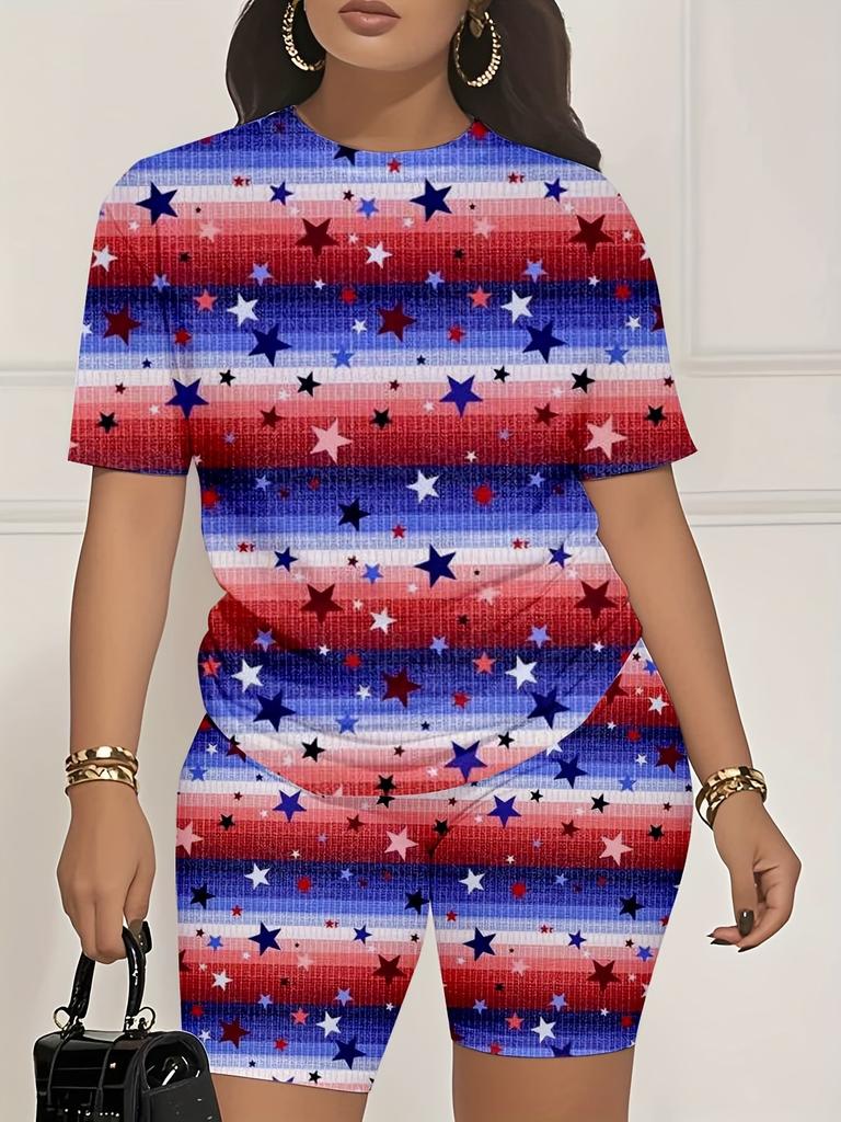 Skull Head 1116 Summer New Versatile Abstract Printed Women's Clothing Suit European and American Women's Clothing Daily Short Sleeve Shorts