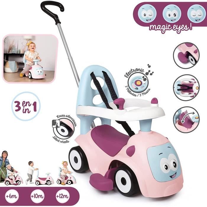 Smoby - Porteur Maestro Balade Rose - Pour Enfant Dès 6 Mois - Evolutif - Roues Silencieuses - Klaxon