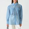 Women S Long Sleeve Lapel Sheer Tencel Blend Shirt For Commute