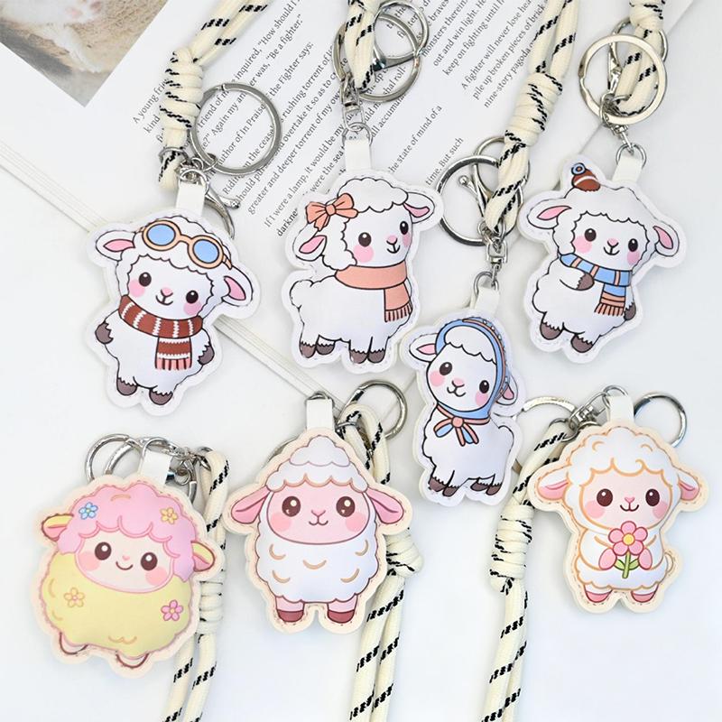Cute Cartoon Sheep Keychain Adorable Soft Shape Durable Lanyard 1Pcs Lightweight Backpack Pendant for Holiday Gifts