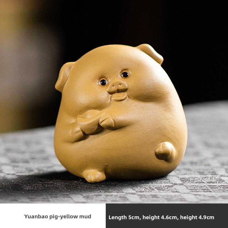Cute Lucky Pig Zisha Tea Pet Ornament Nourishing Fortune Tea Play Tea Tray Table Tea Accessory