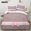 Luxuriöses 3D-Bettwäscheset Europa Queen King Double Bettbezugset Bettwäsche Bequeme Decke/Bettdeckenbezug Bettwäscheset Schleife Rosa