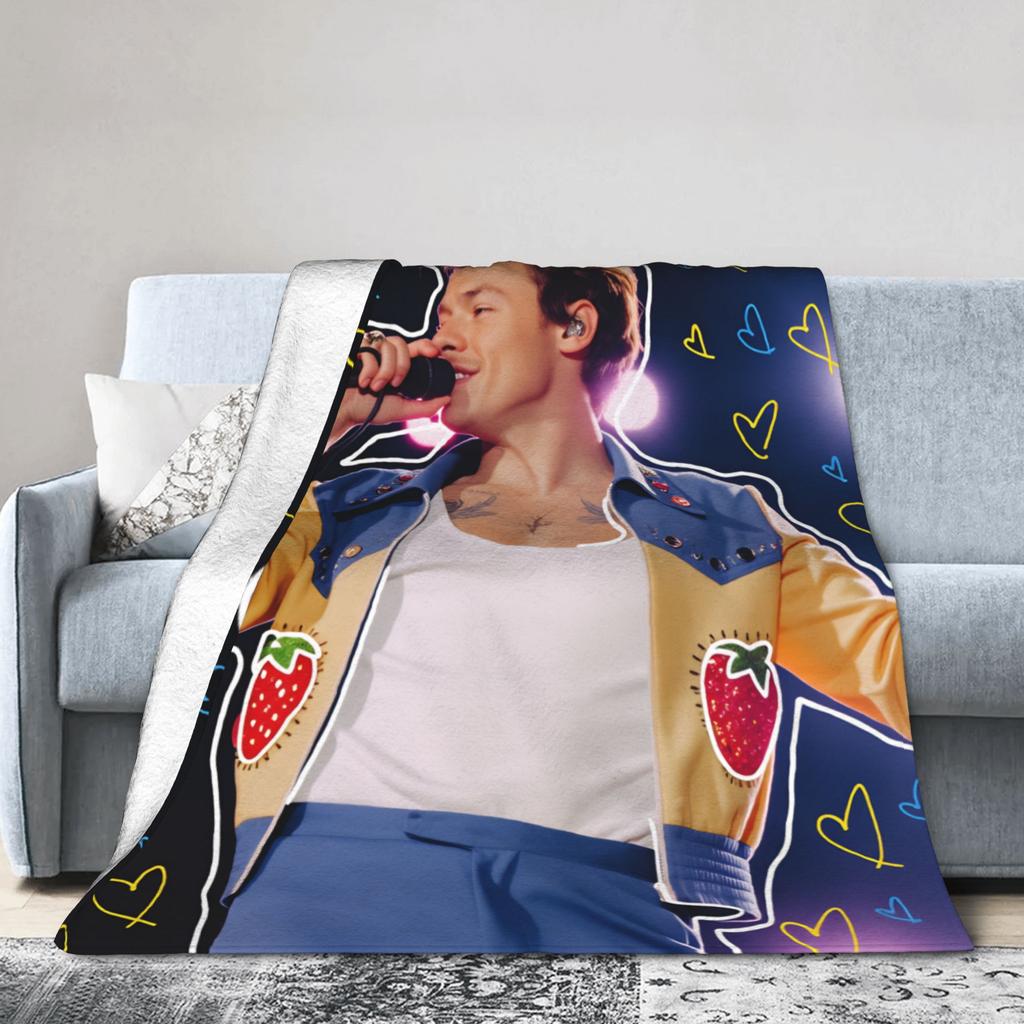H-Harry Styles Warm Soft Blanket Girls Boys Plush Throw Blanket Graphic Living Room Flannel Bedspread Sofa Bed Cover