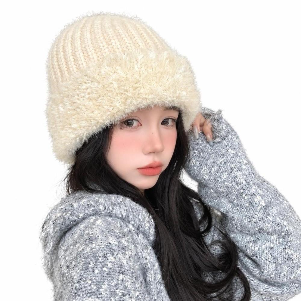 Windproof Plush Beanie Hat Coldproof Skullies Hat Fashion Berets  for Women