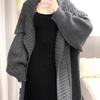 Women's Autumn Winter Knit Cardigan: Korean Style, Large Lapel, Mid-Length, Loose Fit, High-End Casual Sweater.