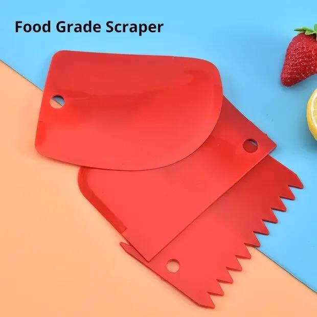 3pcs/set Baking dough cutting scraper Baking cream scraper Thickened cake cream plastic scraper Baking tool