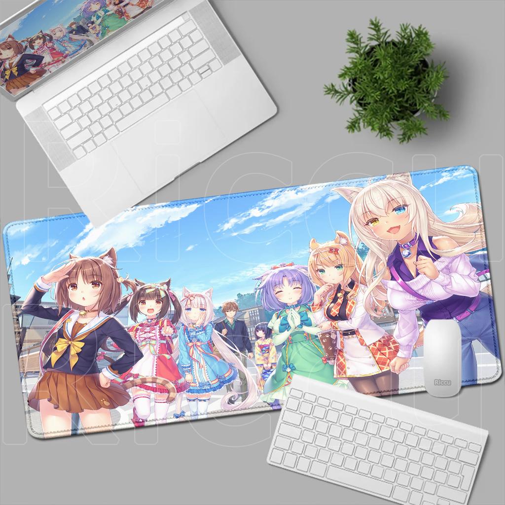 HD Anime Mousepad Cute Chocolate And Vanilla Natural Rubber Nonslip Keyboard Gaming Nekopara Extended Mat PC Office Accessories