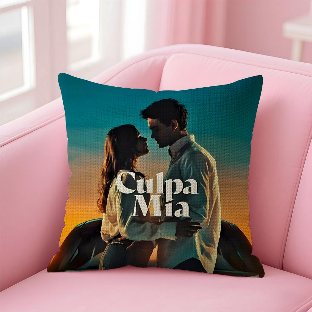 

My Fault Culpa Mia Movie Cushion Cover Natural Linen Pillow Case DoubleSided Print Decorative Sofa Pillowcase Home Decor Gift 30x30cm