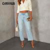 Pantalones vaqueros de otoño para mujer, de tiro medio, rectos y con corte Machete.