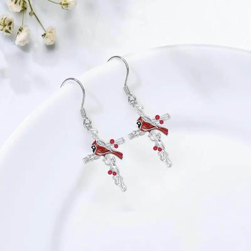 Fashion Redness Bird Pendant Necklace Drop Earring Rings Unique Animals Keychain Keyring Clavicle Chain Vintage Jewelry