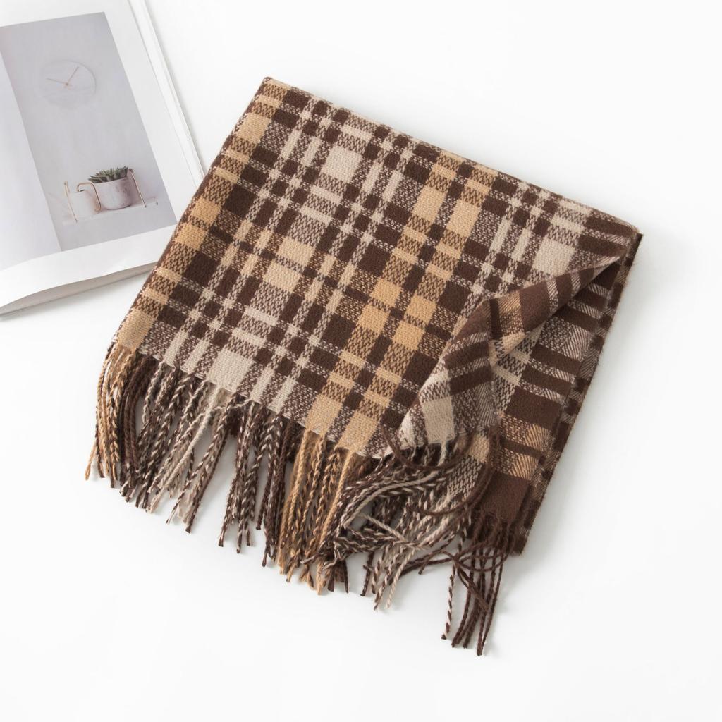 New sweet warm imitation cashmere scarf plaid student couple winter thickened warm scarf