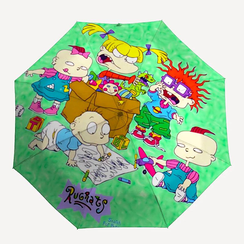 Rugrats Go Wild Automatic Umbrella - Foldable with 8 Iron Ribs, Portable for Outdoor, Gift, Outdoor Umbrell, Playful Accessory, Durable High