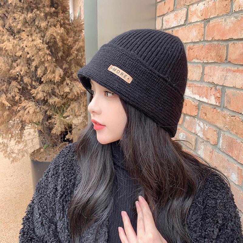 

Японская буква Маленькая отметка Шерстяная вязаная шляпа-ведро Шениль Универсальная для маленького лица Шляпа рыбака Осень и зима Теплая шляпа-ведро M（54-58cm）