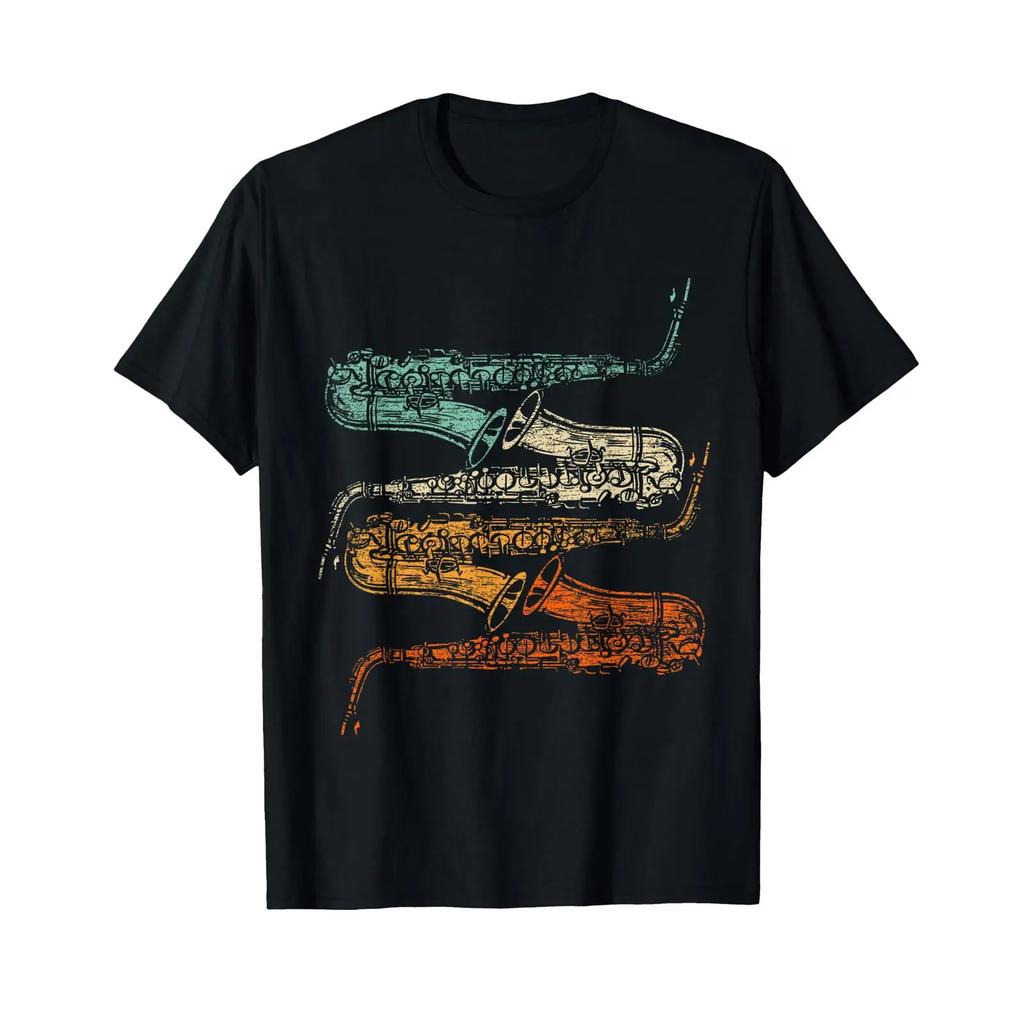 Sponsored Ad Retro Saxophone T Shirt Vintage Homme Stretched Top For Everyday Wear Unisex Casual Soft Graphic Slightly