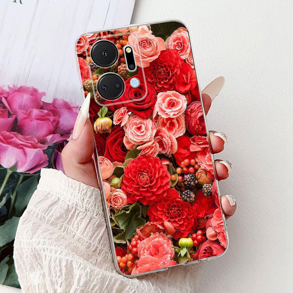 Casing For Huawei Honor X7a X7B Phone Case HonorX7 X 7 4G Luxury Flower Butterfly Dragon Animals Printed Clear Soft Back Cover
