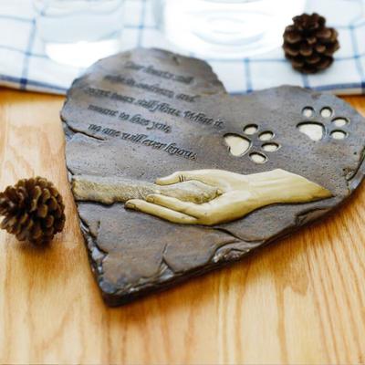 Dog Memorial Stone Heart Shape Garden Stones Final Resting Pet Headstone Grave Marker