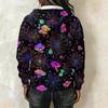 Women's Long Sleeve Halloween Print Pullover Hoodie with Drawstring Hood