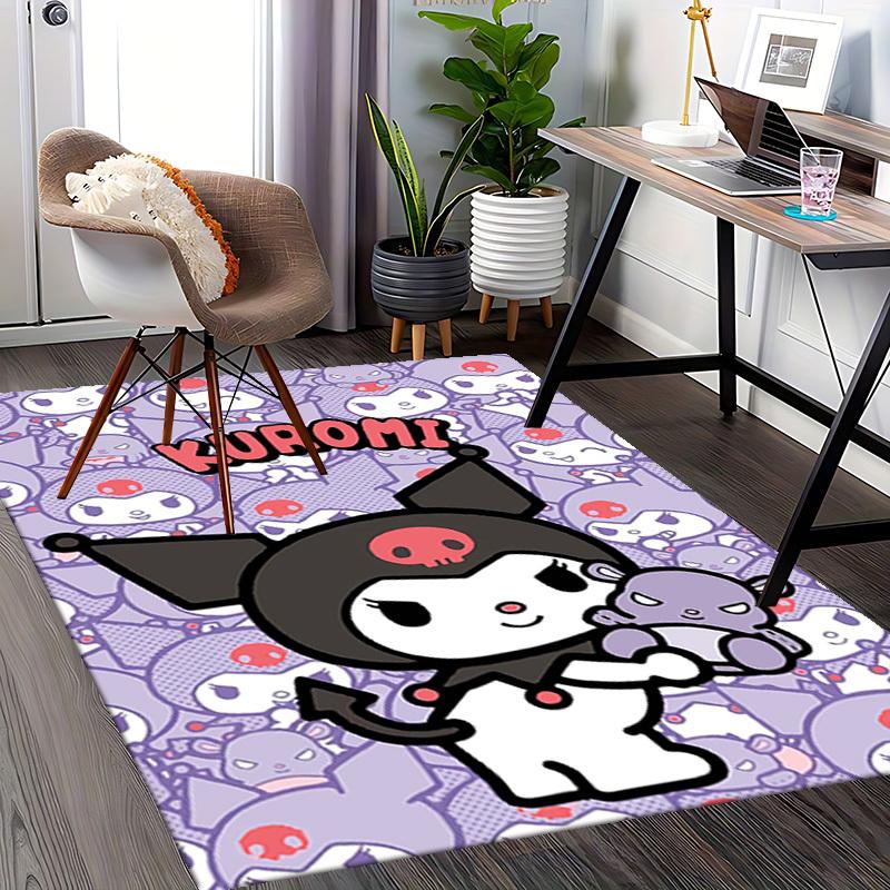 Kuromi Anime Cartoon Design Chair Mat Non-Slip Carpet for Office Home Decoration Living Room Bedroom Game Room Dormitory.E090