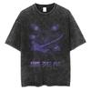 Oversized Acid-Wash Vintage Short-Sleeve T-Shirt Featuring Demon Slayer: Kimetsu No Yaiba Kokushibo Dark Battle Graphic Print