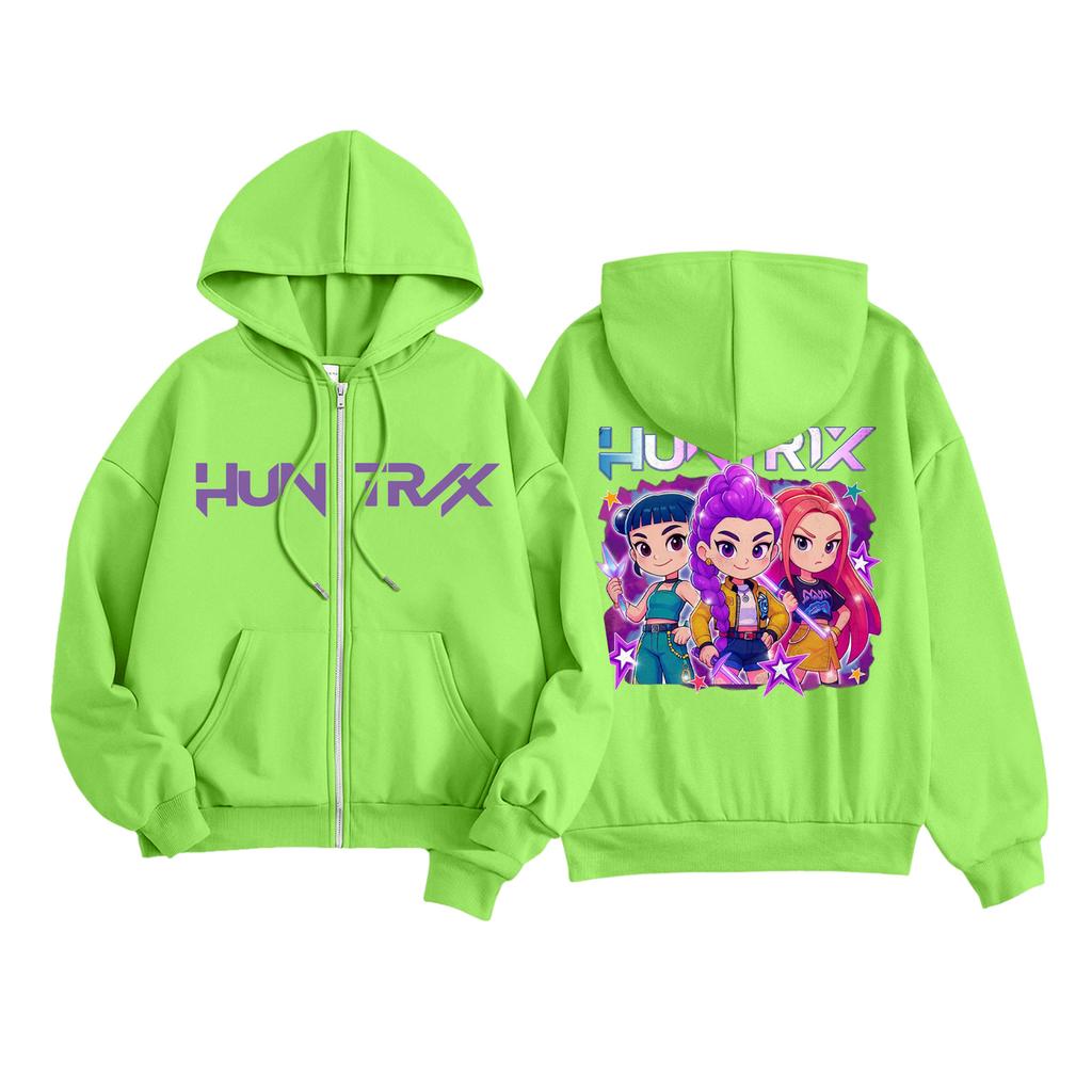 Kids Fashion Women's Lightweight Long Sleeve Zipper Hoodie Printed Hoodie With Pockets