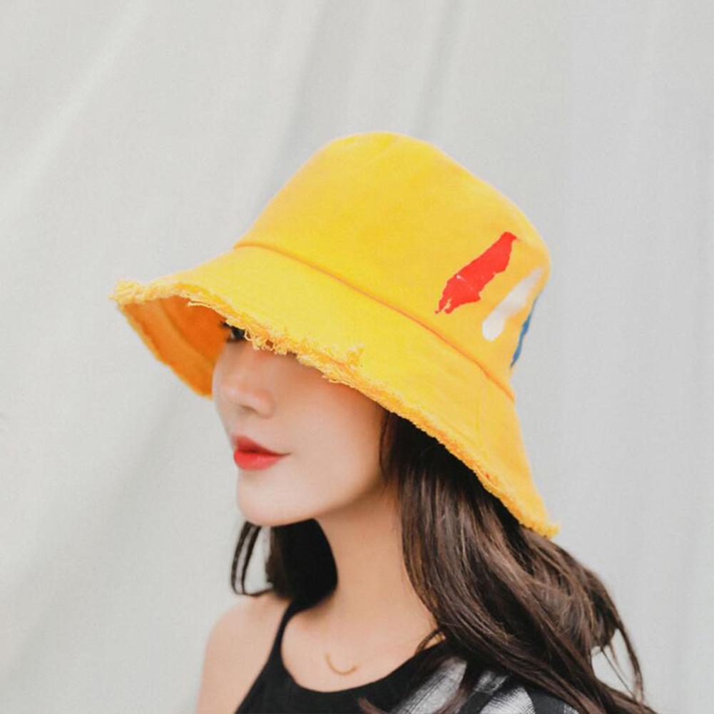 Women Wide Brim Sun Hat Cotton Fisherman Cap  for Out Travel