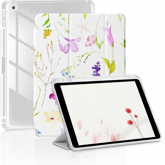 for iPad 9th/8th/7th Generation 10.2 Inch Case, Protective Trifold Case with [Pencil Holder][Auto Wake/Sleep][Transparent Back] for iPad 10.2’’