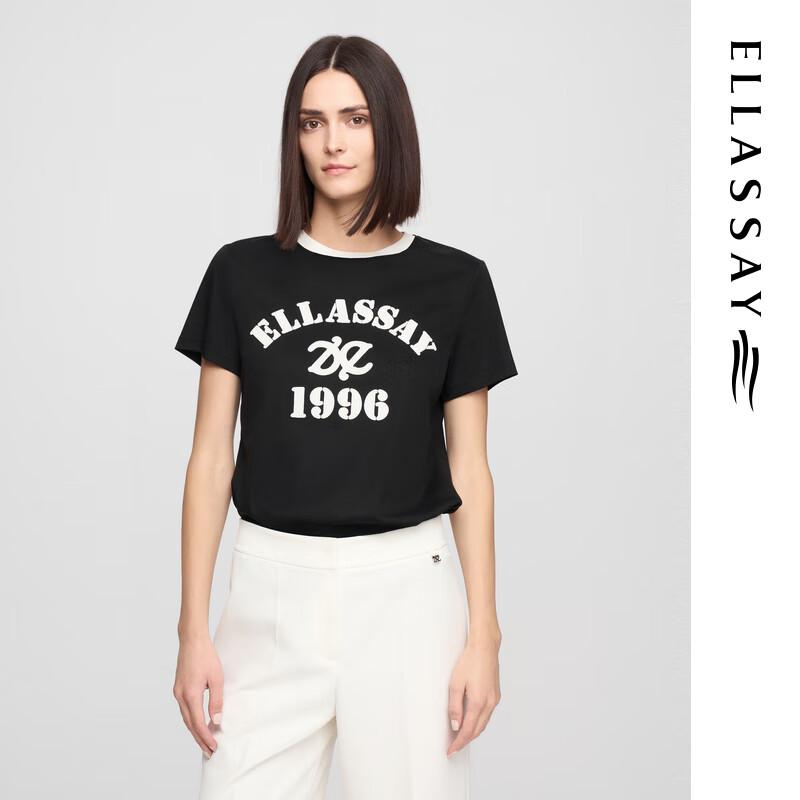 

ELLASSAY Women s Color Block Letter T-Shirt S