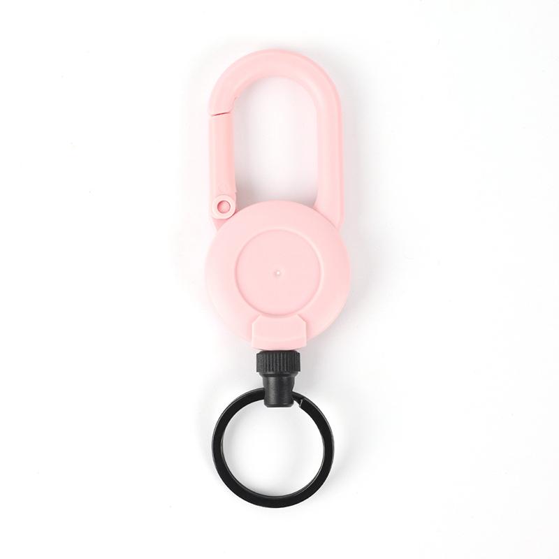

Macaron Color Автоматический выдвижной трос Противоугонный Легко вытягиваемый пряжкой Эластичный брелок для ключей Спортивный выдвижной брелок розовый