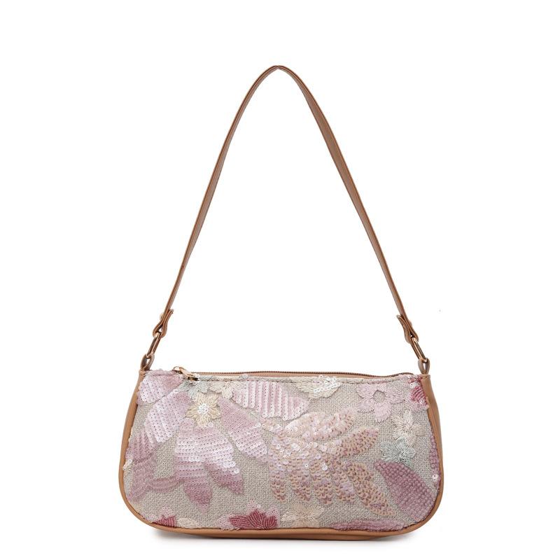 

2025 new retro fashion national style underarm bag high-end handbag colored hand carry women s shoulder bag розовый