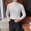 Men's Korean-Style Slim Fit High Neck Sweater - Warm Knitwear for Autumn/Winter